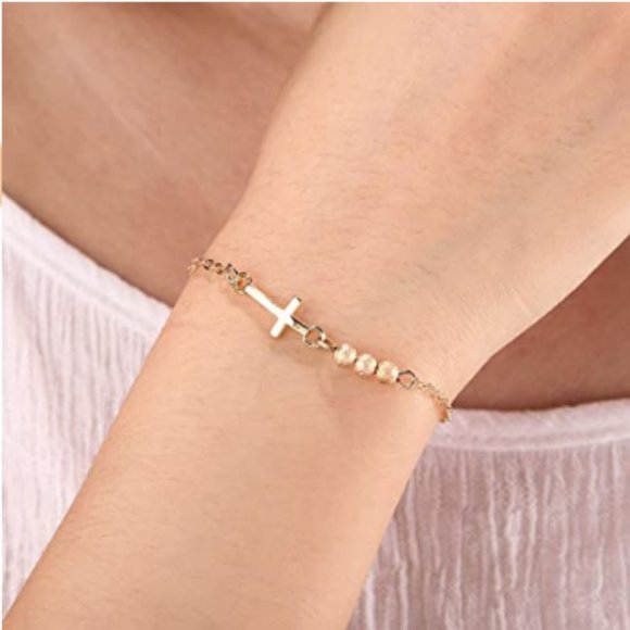 Sweet Cross Hand Chain Beads Bangle - Picture 3 of 7
